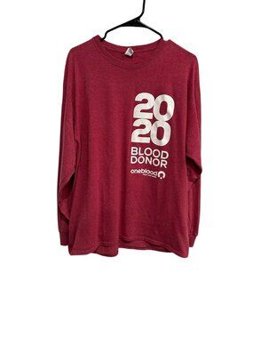 2020 Blood Donor Long Sleeve T Shirt By Jerzees Sz XL Red Unisex